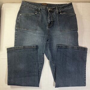 ZD Jeans Womens 16S Dark Wash Bootcut Denim Patch Pocket Stretch Mid Rise Blue
